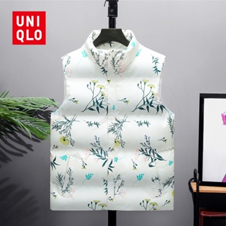 Uniqlo เสื้อแจ็กเก็ตแขนกุด ผ้าฝ้าย ให้ความอบอุ่น เหมาะกับฤดูหนาว สําหรับผู้ชาย