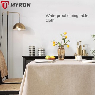 Myron ผ้าปูโต๊ะรับประทานอาหาร ทรงสี่เหลี่ยมผืนผ้า กันน้ํา 100% ซักได้ สีเบจ สําหรับตกแต่งฟาร์มเฮาส์