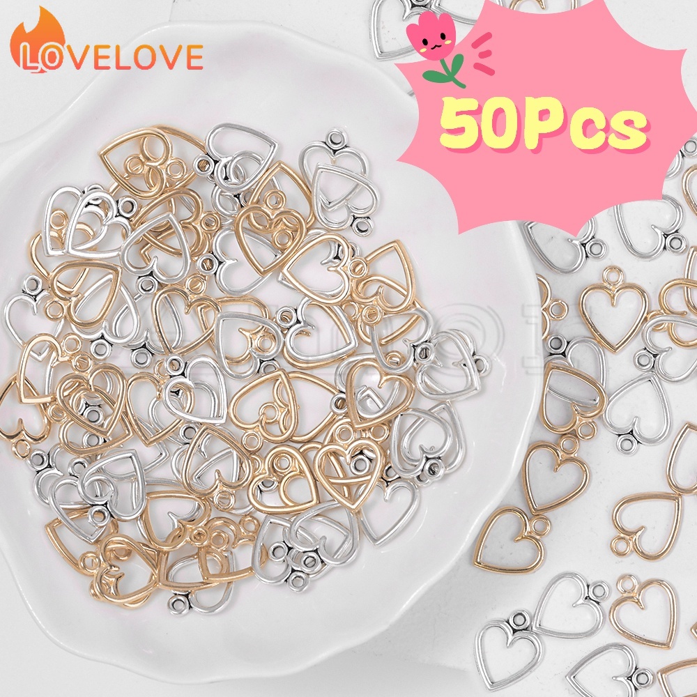 จี้โลหะ รูปหัวใจ ทรงเรขาคณิต ดาวห้าแฉก อเนกประสงค์ สําหรับทําเครื่องประดับ DIY 40 50 ชิ้น