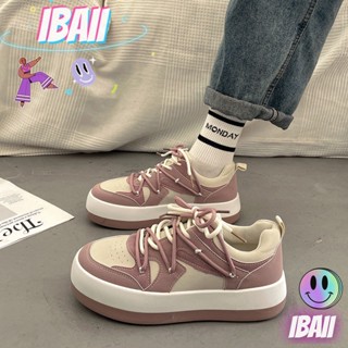 IBAII.  ใหม่ของผู้หญิง ins เวอร์ชั่นเกาหลีรองเท้าผ้าใบสีบล็อกพื้นรองเท้าหนาทุกการแข่งขัน