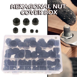 New 145pcs M4-M12 Black Plastic Dome Head Bolt Nut Caps Protection Cover Hexagon