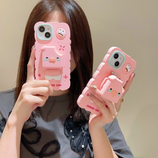 เคสโทรศัพท์มือถือ ซิลิโคน TPU ลายหมูบิสกิตน่ารัก พร้อมขาตั้ง สําหรับ iPhone 11 12 12Pro 12ProMax 13 13Pro 13ProMax 14 14Pro 14ProMax