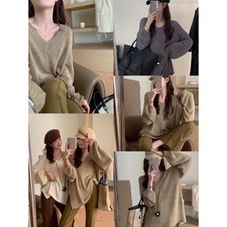 ✨เสื้อกันหนาวไหมพรม คอวี น่ารักสไตล์​เกาหลี（3 สี）