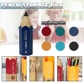 Pencil Shaped Pen Holder with Cover Stationery Storage Box Makeup Brush Holder