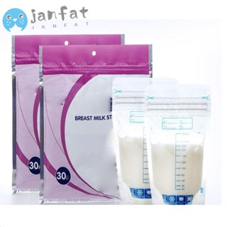 Janfat ถุงเก็บน้ํานมแม่ LDPE+PET แบบใส ขนาดพกพา 250 มล. เข้าตู้เย็นได้ สําหรับหญิงตั้งครรภ์ 30 ชิ้น