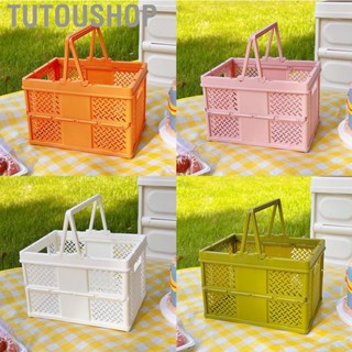 Tutoushop Folding Picnic  Stackable Storage Box Plastic Grocery Shopping with Handles for Outdoor Home