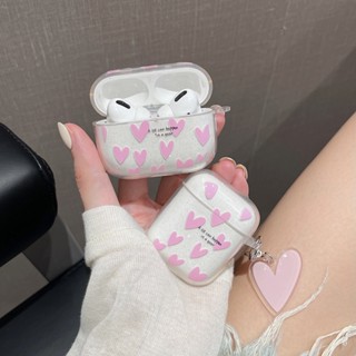 เคสหูฟัง TPU แบบนิ่ม ลายหัวใจ ประดับกลิตเตอร์ พร้อมจี้ สําหรับ Airpods Pro 2 Airpods 3 2 1