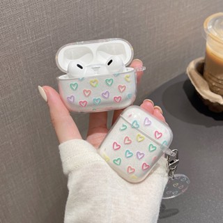 เคสหูฟัง TPU แบบนิ่ม ลายหัวใจ ประดับกลิตเตอร์ พร้อมจี้ สําหรับ Airpods Pro 2 Airpods 3 2 1