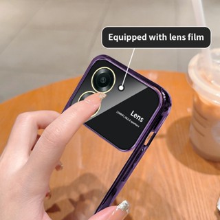 New Large Window คดี OPPO Reno 10 8 6 5 Reno10 Reno8 Reno6 Reno5 A53 A32 A31 A9 A5 2020 ใหญ่ หน้าต่าง เคสมือถือ 6D Electroplated Edge Transparent Phone Case Soft TPU Anti-falling Protective Cover