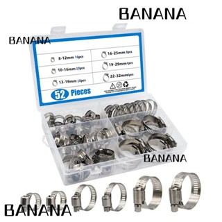 Banana1 ชุดคลิปหนีบท่อ สเตนเลส 8-32 มม. สีเงิน ปรับได้ สําหรับรถยนต์ 52 ชิ้น