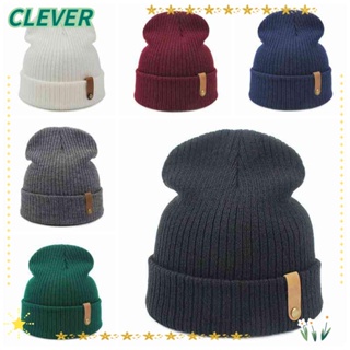 Clever หมวกบีนนี่ถัก อะคริลิค 100% สีพื้น แฟชั่นฤดูใบไม้ร่วง ฤดูหนาว