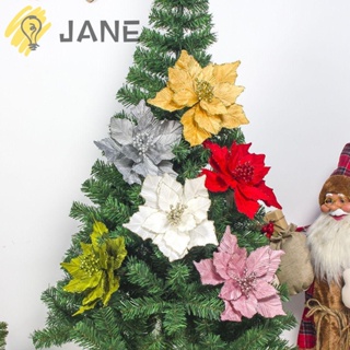 Jane ดอกไม้ประดิษฐ์ กลิตเตอร์ สําหรับตกแต่งปาร์ตี้คริสต์มาส DIY 5 ชิ้น