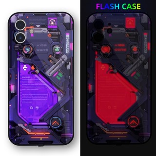 เคสโทรศัพท์มือถือกระจกนิรภัย เรืองแสง พิมพ์ลาย Cyberpunk สําหรับ iPhone 7 8 Plus X Xs XR 11 12 13 14 Pro Max SE 2 3