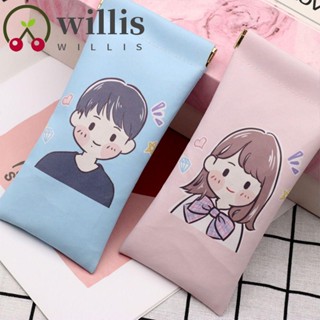 Willis กระเป๋าใส่แว่นตา ปิดเอง, การ์ตูนเด็กผู้หญิง, กระเป๋าเก็บลิปสติกน่ารัก, กระเป๋าเครื่องประดับจิปาถะ หนัง PU เด็กผู้หญิง