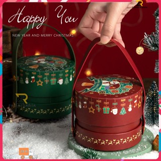 พร้อมสต็อก Christmas Night Apple Packaging Box Christmas Hands Packaging Box Round Pu Storage Box โดดเด่น_th