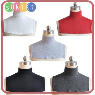 Sukiki เสื้อคอเต่าปลอม ผ้าฝ้าย สีพื้น ถอดออกได้