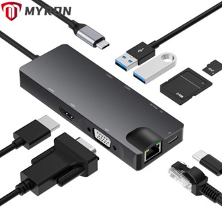 Myron ฮับ USB Type-C 8-in-1 SD อ่าน USB 3.0 4K HDMI สําหรับแล็ปท็อป PC