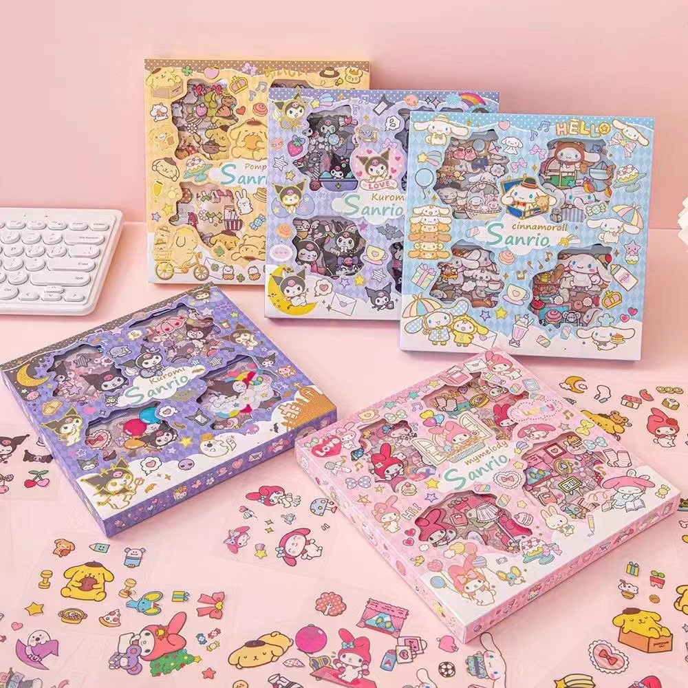 Sanrio สติกเกอร์ใส ลายแมว Kulomi Yugui dog Melody Hello Kitty สําหรับติดตกแต่งสมุดภาพ