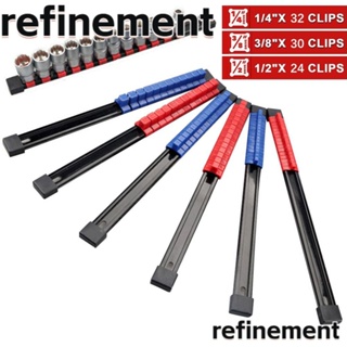 Refinement ซ็อกเก็ตประแจพลาสติก 1/2 นิ้ว 3/8 นิ้ว 1/4 นิ้ว แบบพกพา สีแดง สีฟ้า สําหรับโรงรถ 6 ชิ้น