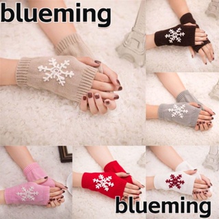 Blueming2 ถุงมือถัก แบบครึ่งนิ้ว นิ่ม ให้ความอบอุ่น แฟชั่น หนา ยืดหยุ่น สําหรับผู้ชาย ผู้หญิง