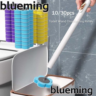 Blueming2 หัวแปรงทําความสะอาดห้องน้ํา แบบใช้แล้วทิ้ง รูปดอกไม้ สีม่วง สีเหลือง สีฟ้า