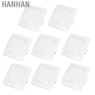 Hanhan 8Pcs European Style Wall Light Switch Panel 10A 250V 2 Gang 1 Way  Accessories For Home Office Hotel