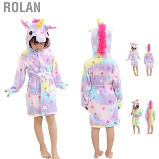 Rolan Children s Bathrobe Flannel Robe Long Sleeve Parent Child Outfit Sleepwear Cute Cartoon  Patterns