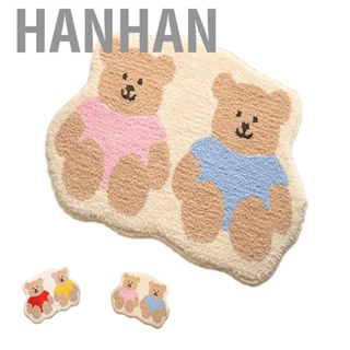 Hanhan Bathroom Door Mat Cartoon Style Cute Bear  Cashmere Absorbent Non Slip Floor Mats for Living Room Coffee Table