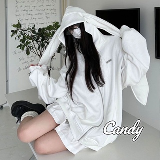 Candy Kids เสื้อผ้าผู้ญิง แขนยาว เสื้อฮู้ด คลุมหญิง สไตล์เกาหลี แฟชั่น A28J18C 34Z230822