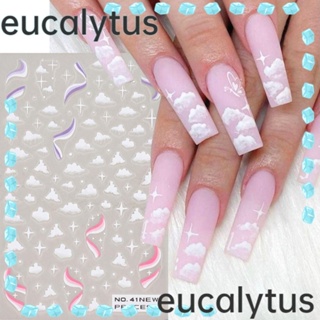 Eucalytus1 สติกเกอร์ฟอยล์ ลายแมงกะพรุน ม้าน้ํา ปลาดาว ต้นไม้ หรูหรา สําหรับตกแต่งเล็บ DIY 3 ชิ้น