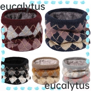 Eucalytus1 สนับคอถัก ลายสก๊อต ให้ความอบอุ่น ลําลอง หนา บุซับใน แฟชั่นฤดูใบไม้ร่วง ฤดูหนาว