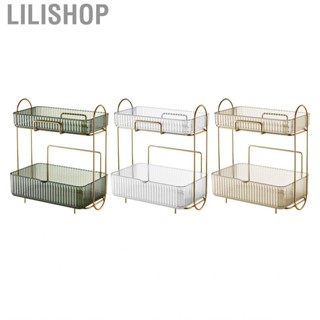 Lilishop Makeup Shelf Organizer  Removable Box Large  Heightened Bottom Layer Bathroom Counter Metal Frame Double Prevent Slip for Bedroom