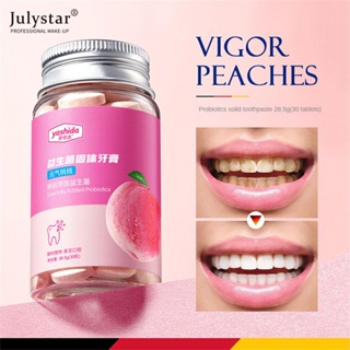 JULYSTAR Danshuer Probiotic Solid ยาสีฟันเม็ดแบบพกพาขี้เกียจคน Rinse-Free Chewing ยาสีฟัน Fresh Breath