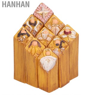 Hanhan 9Pcs/Set Resin Heaven Pillar Statue Kit Christmas Tree Desktop Ornaments