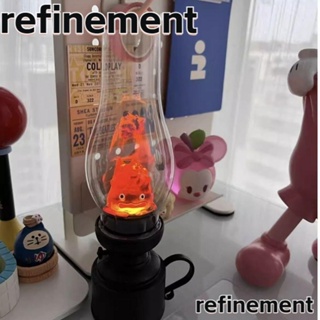 Refinement โคมไฟกลางคืน ลายการ์ตูนอนิเมะ สไตล์วินเทจ ไร้เปลวไฟ สําหรับตกแต่งห้องนอน