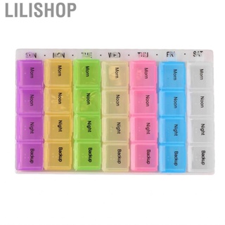 Lilishop Weekly Tablet Organizer 28 Compartments Assorted Colors Removable Transparent  Box for Family Fish Oils Vitamin