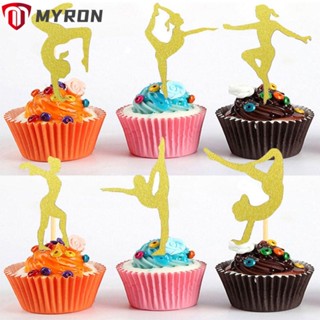 Myron ป้ายธงกระดาษ ลายกลิตเตอร์ สําหรับตกแต่งคัพเค้ก ขนมหวาน 24 ชิ้น