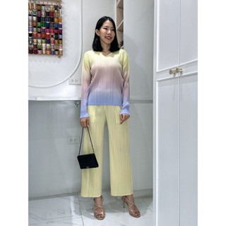 2MUAY รุ่น GJO8822/ CX90004 เซ็ตพลีทคุณภาพ V NECK GRADIENT PRINTED TOP WITH PANT PLEAT SET 4 สี FREE SIZE