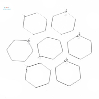 ต่างหูห่วง สเตนเลส 304 ทรงหกเหลี่ยม ขนาด 31.5x25x0.6 มม. พิน 0.6 มม. 200 ชิ้น