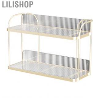 Lilishop Storage Rack Organizer  Plastic and Metal Shelf Double Layer Destop Easy Installation Transparent for Kitchen Comestics