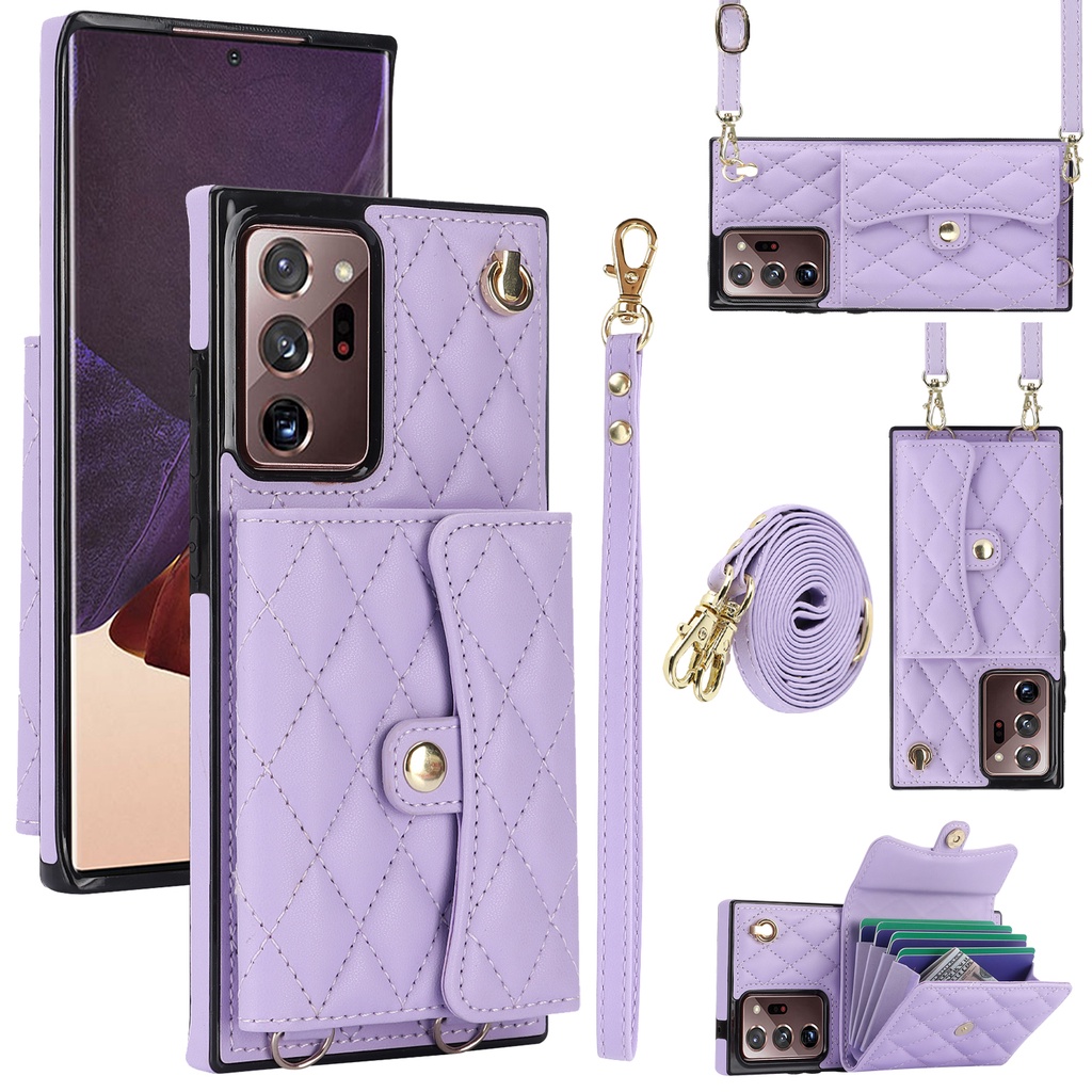 เคส เคสโทรศัพท์ พร้อมช่องใส่บัตร และสายคล้อง สําหรับ Samsung Galaxy S26 S25 S24 Ultra S23 Plus S22 Ultra S21 FE S25edge