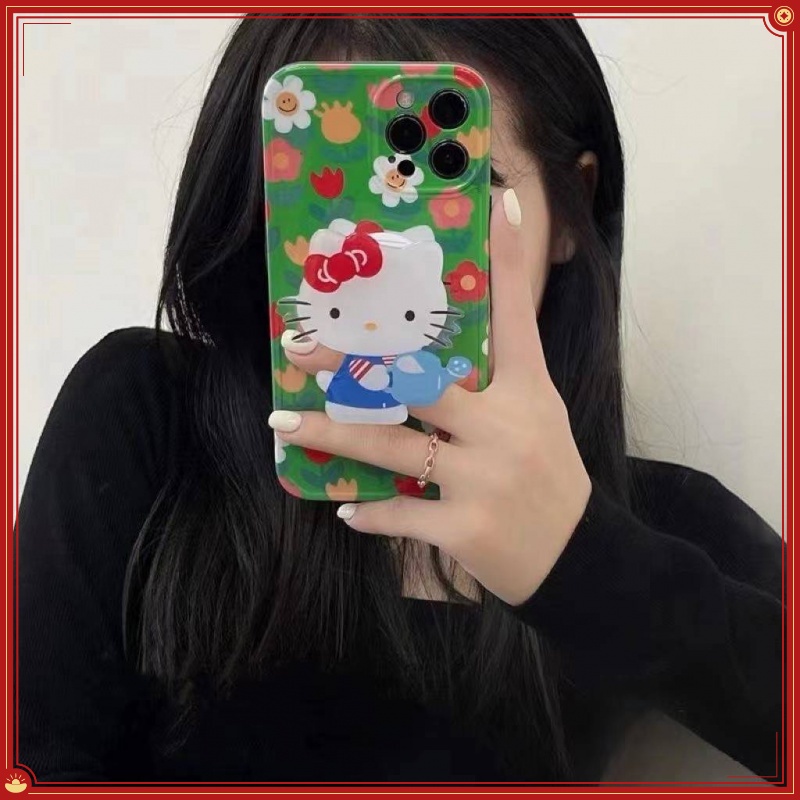 Hello Kitty ที่วางถุงลมนิรภัยแมวญี่ปุ่นเดสก์ท็อปแบบพับเก็บได้สุดน่ารักที่วางหัวใจสาว