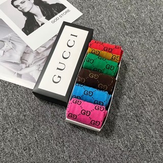 【พร้อมกล่อง】6 คู่ แฟชั่น ผู้ชาย ผู้หญิง ถุงเท้าผ้าฝ้าย หลากสี ถุงเท้าข้อกลาง ลําลอง