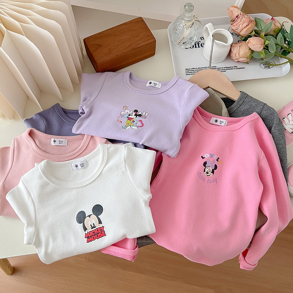 เสื้อยืดแขนยาว ผ้าวูล ลายการ์ตูน สีแคนดี้ แฟชั่นฤดูใบไม้ผลิ สไตล์เกาหลี สําหรับเด็กผู้ชาย และเด็กผู้หญิง 2023