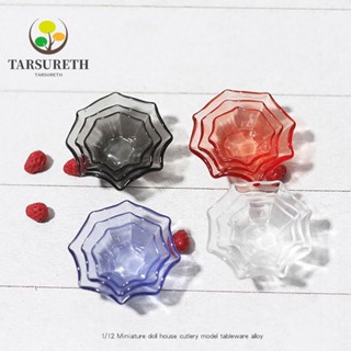 Tarsureth ชามหลายเหลี่ยมจิ๋ว 1:12 สีโปร่งใส พร็อพถ่ายรูป สําหรับตกแต่งบ้านตุ๊กตา 3 ชิ้น