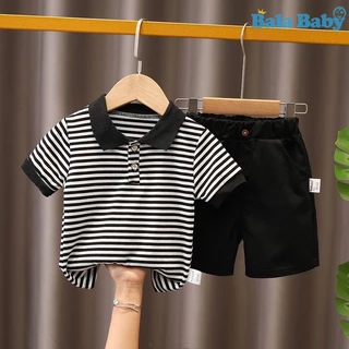 ชุดเด็กคอโปโลเสื้อ+กางเกงชุดเซทเด็ก เสื้อผ้าเด็กผู้ชาย Size80-120 DXT25