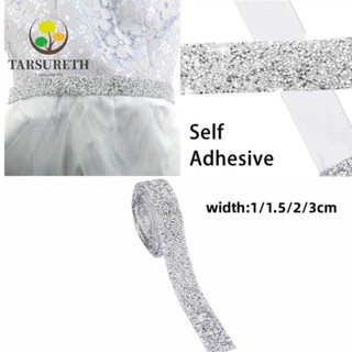 Tarsureth ริบบิ้นพลอยเทียม เรซิน คริสตัล มีกาวในตัว สําหรับตกแต่งเสื้อผ้า DIY