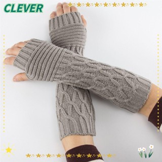 Clever ถุงมือถัก แบบยาว สีแคนดี้ อบอุ่น สําหรับผู้ชาย ผู้หญิง