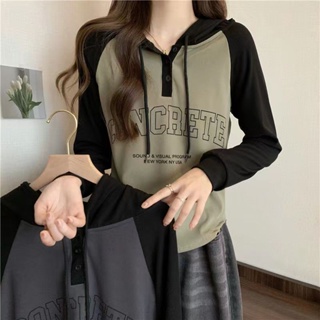 【Hoodie Oversize】เสื้อยืดแขนยาว มีฮู้ด พิมพ์ลาย สไตล์เกาหลี พลัสไซซ์ (40-100 กก.)