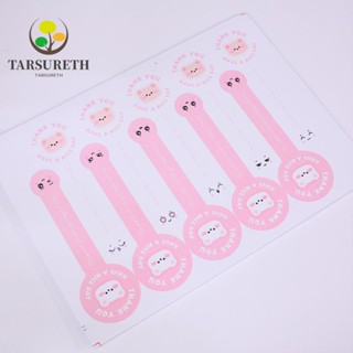 Tarsureth สติกเกอร์ฉลากปิดผนึกอาหาร ลายอมยิ้ม มีกาวในตัว สีชมพู 500 ชิ้น